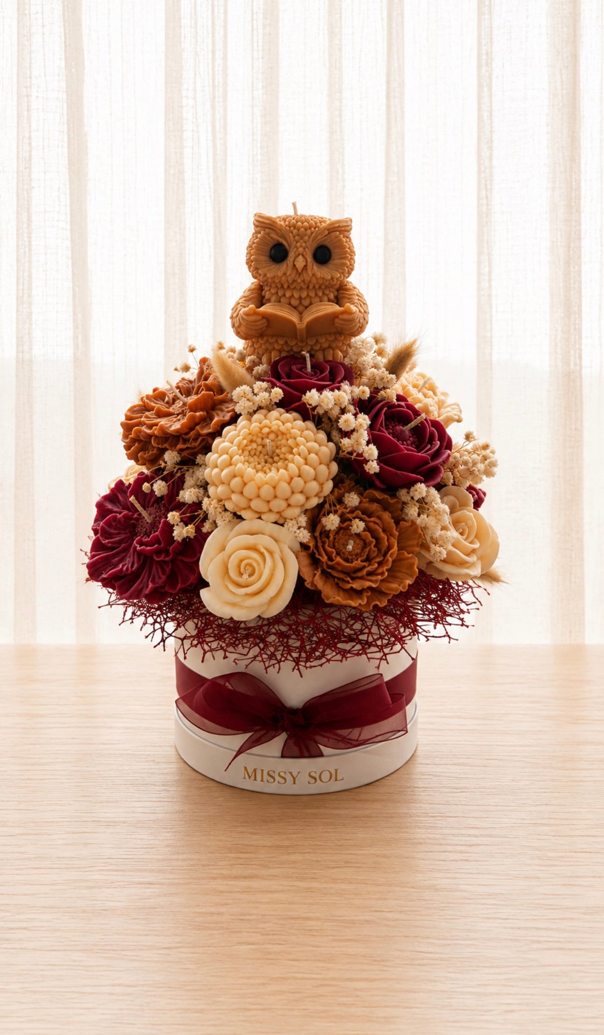 Custom owl wax flower bouquet
