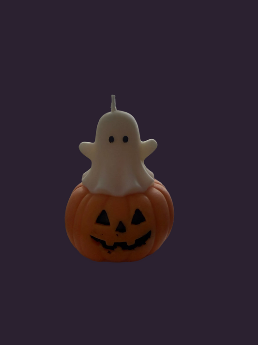 Ghost in pumpkin hand-poured soy candle by Missy Sol, caramelised toffee apple scent